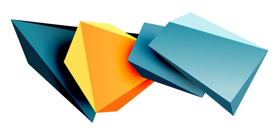 Vector 3d low poly triangle geometric design elements Stock Illustration