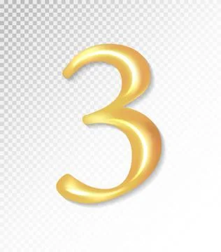 Vector 3d matt golden number collection - three, 3. Eps 10 using mesh. Иллюстрация