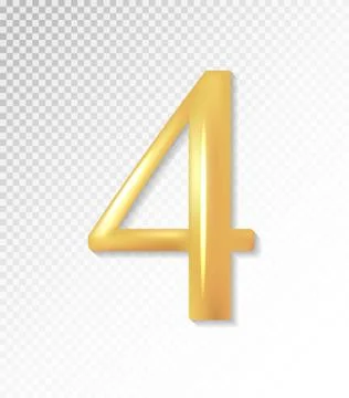 Vector 3d matt golden number collection - four, 4. Eps 10 using mesh. Ilustração Stock