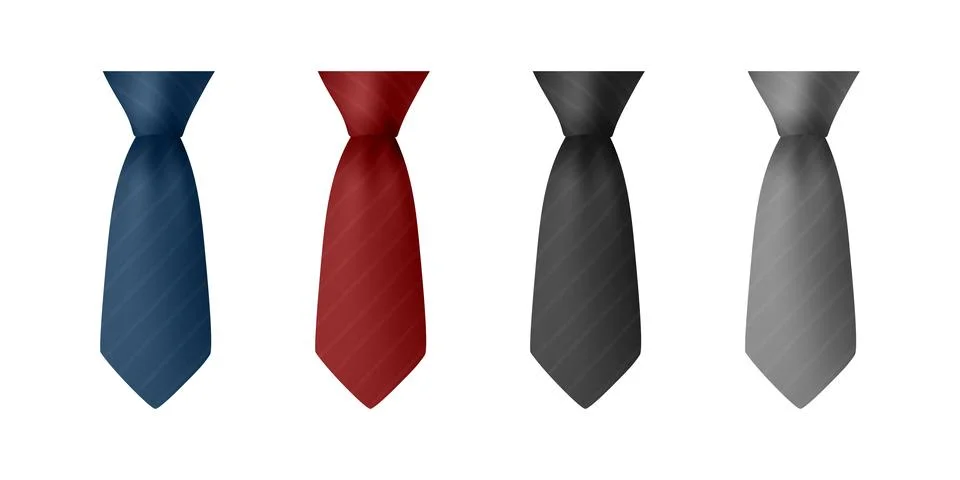 Vector 3d Mens Necktie Set. Classic Business Tie Collection. Formal Office 스톡 일러스트