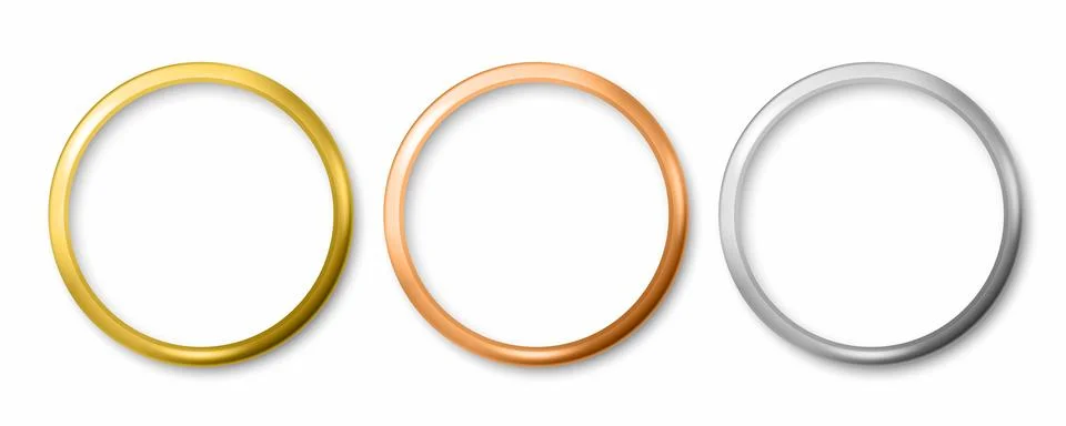 Vector 3d Metal Circle Frames Set, Isolated. Gold Ring Frame, Rose Gold Ring Stock-Illustration