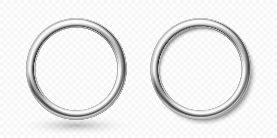 Vector 3d Metal Ring Set. Silver Ring Frames Isolated. Metallic Circle Bord.. イラスト素材