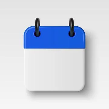Vector 3d Minimal Calendar Icon, Isolated. Blue Header Page with Black Rings Stock Illustration