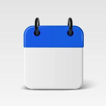 Vector 3d Minimal Calendar Icon, Isolated. Blue Header Page with Black Rings Stock Illustration