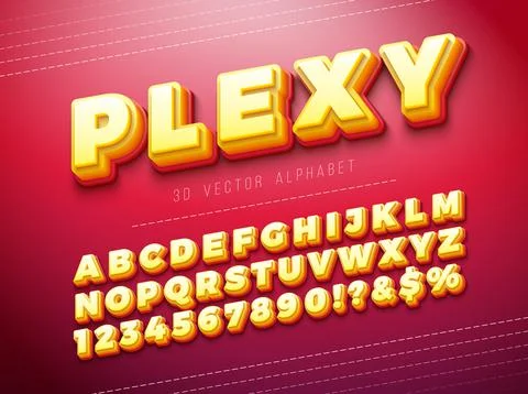 Vector 3d Multi Layered Plexiglass Effect Alphabet Font Set with Shadow on Red Stock Illustration
