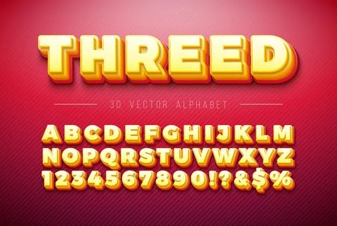 Vector 3d Multi Layered Plexiglass Effect Alphabet Font Set with Shadow on Red Stock Illustration
