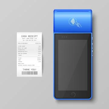 Vector 3d NFC Payment Machine with Approved Status, Paper Check, Receipt 스톡 일러스트