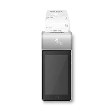 Vector 3d NFC Payment Machine with Approved Status, Paper Check, Receipt Stock-Illustration