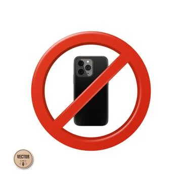 Vector 3d No Mobile Phone Sign with Smartphone Icon. Red Prohibition Phone .. イラスト素材