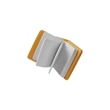 Vector 3D Open book with blank white sheets in yellow hardcover for educational Stock Illustration
