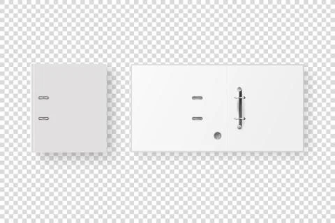 Vector 3d Opened and Closed Realistic White Blank Office Binder with Metal Rings Stock Illustration