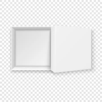 Vector 3d Opened Paper Cardboard White Paper Box, Gift Box Isolated. Holiday Stock Illustration