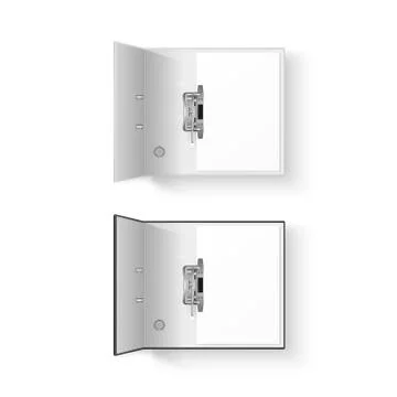 Vector 3d Opened Realistic White and Black Office Binder Set with Metal Rings 스톡 일러스트
