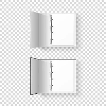 Vector 3d Opened Realistic White and Black Office Binder Set with Metal Rings Stock Illustration