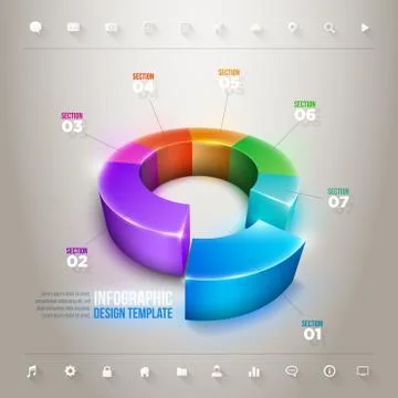 Vector 3d pie chart infographic design template Stock Illustration