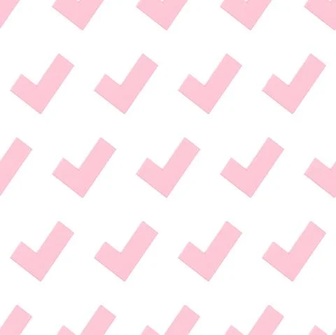 Vector 3d pink checkmark checklist icons. Correct check mark answer flag seam イラスト素材
