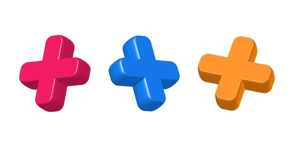 Vector 3d plus symbols isolated Stock Illustration