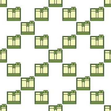 Vector 3D Printer colored creative seamless pattern Ilustración de archivo