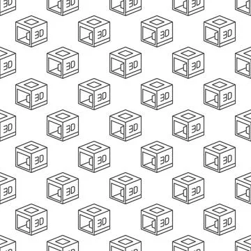 Vector 3d Printer concept linear minimal seamless pattern or background Illustrazione stock