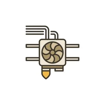 Vector 3D Printer Extruder for 3D Printing concept colored icon Stock Illustration