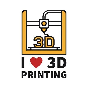 Vector 3D Printer illustration - I Love 3D Printing banner Stock Illustration