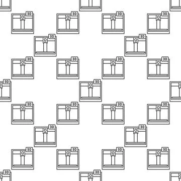 Vector 3D Printer linear simple seamless pattern Stock Illustration