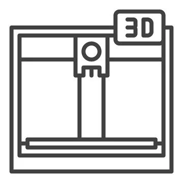 Vector 3D Printer linear simple icon or symbol Stock Illustration