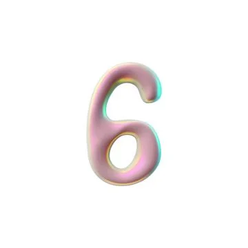 Vector 3D printing house with a pink number 6, glossy style with a holographic Stock Illustration