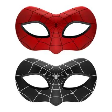 Vector 3d Reaistic Superhero Spider Mask Icon Set Isolated. Vector. Super Hero 스톡 일러스트