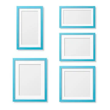 Vector 3D Reaistic Wooden or Plastic Simple Modern Minimalistic Blue Picture Stock Illustration