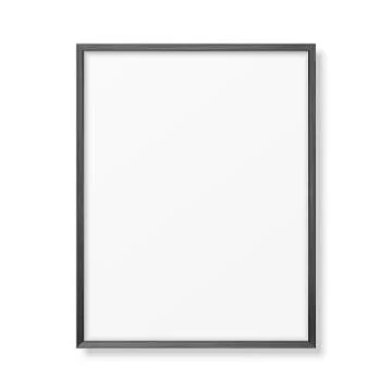 Vector 3d Realistic A4 Black Wooden Simple Modern Frame Icon Closeup Isolated on Stock Illustration