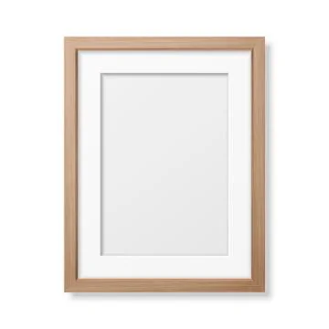 Vector 3d Realistic A4 Brown Wooden Simple Modern Frame Icon Closeup Isolated on Stock-Illustration