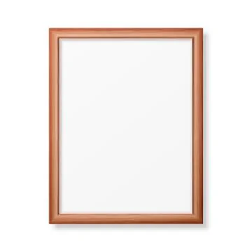 Vector 3d Realistic A4 Brown Wooden Simple Modern Frame Icon Closeup Isolated on Stock Illustration