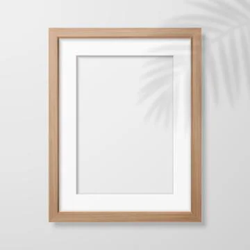 Vector 3d Realistic A4 Brown Wooden Simple Modern Frame on a White Wall Stock-Illustration