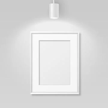 Vector 3d Realistic A4 White Wooden Simple Modern Frame for Presentstion on a Stock Illustration