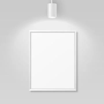 Vector 3d Realistic A4 White Wooden Simple Modern Frame for Presentstion on a Stock Illustration