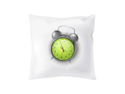 Vector 3d realistic alarm clock on pillow Stock Illustration