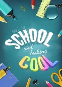 Vector 3D Realistic Back to School and looking cool Title Poster Design with Stock Illustration