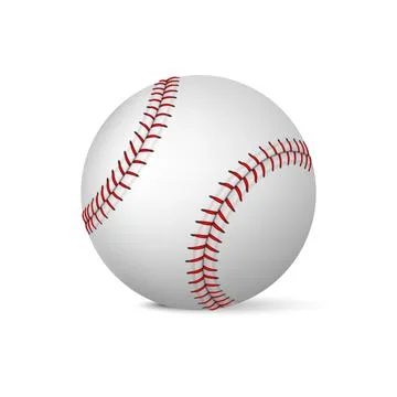 Vector 3d Realistic Baseball Ball. Vector Baseball Ball with Red Stitching on Stock Illustration