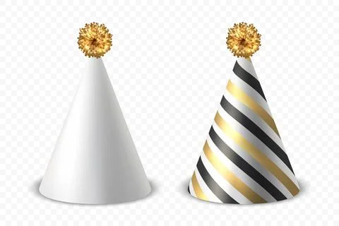 Vector 3d Realistic Birthday Party Hat Icon Set Isolated. Party Cap Design Stock Illustration