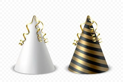 Vector 3d Realistic Birthday Party Hat Icon Set Isolated. Party Cap Design Stock Illustration