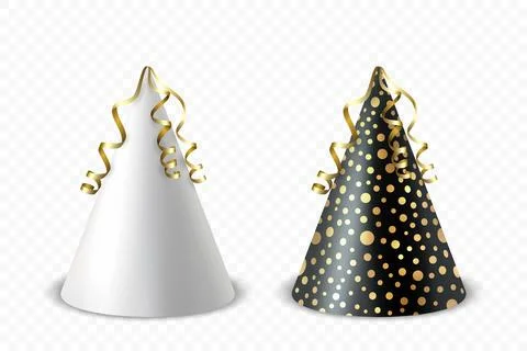 Vector 3d Realistic Birthday Party Hat Icon Set Isolated. Party Cap Design Stock Illustration