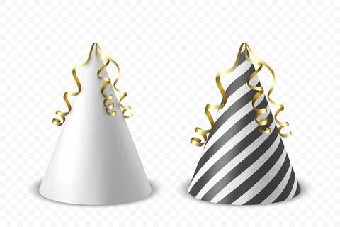 Vector 3d Realistic Birthday Party Hat Icon Set Isolated. Party Cap Design Stock Illustration