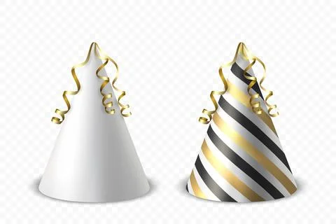 Vector 3d Realistic Birthday Party Hat Icon Set Isolated. Party Cap Design Stock Illustration