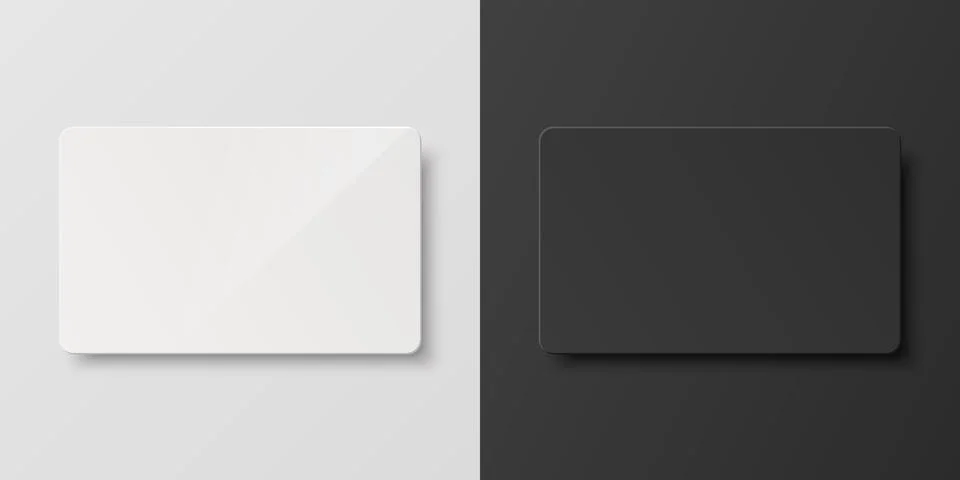Vector 3d Realistic Black and White Blank Card Set Isolated. Design Template of Stock Illustration