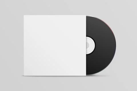 Vector 3d Realistic Black CD, DVD with Paper Cover, Envelope, Case Isolated. CD Stock Illustration