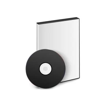 Vector 3d Realistic Black CD, DVD with Plastic Cover, Envelope, Case Isolated Stock Illustration