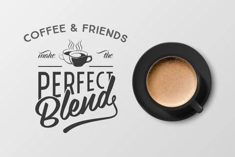 Vector 3d Realistic Black Ceramic Porcelain Mug with Black Coffee - Espresso Stock Illustration