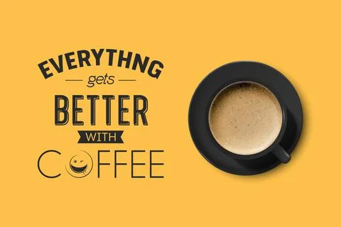 Vector 3d Realistic Black Ceramic Porcelain Mug with Foam Coffee - Capuchino Stock Illustration