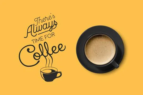 Vector 3d Realistic Black Ceramic Porcelain Mug with Foam Coffee - Capuchino Illustrazione stock